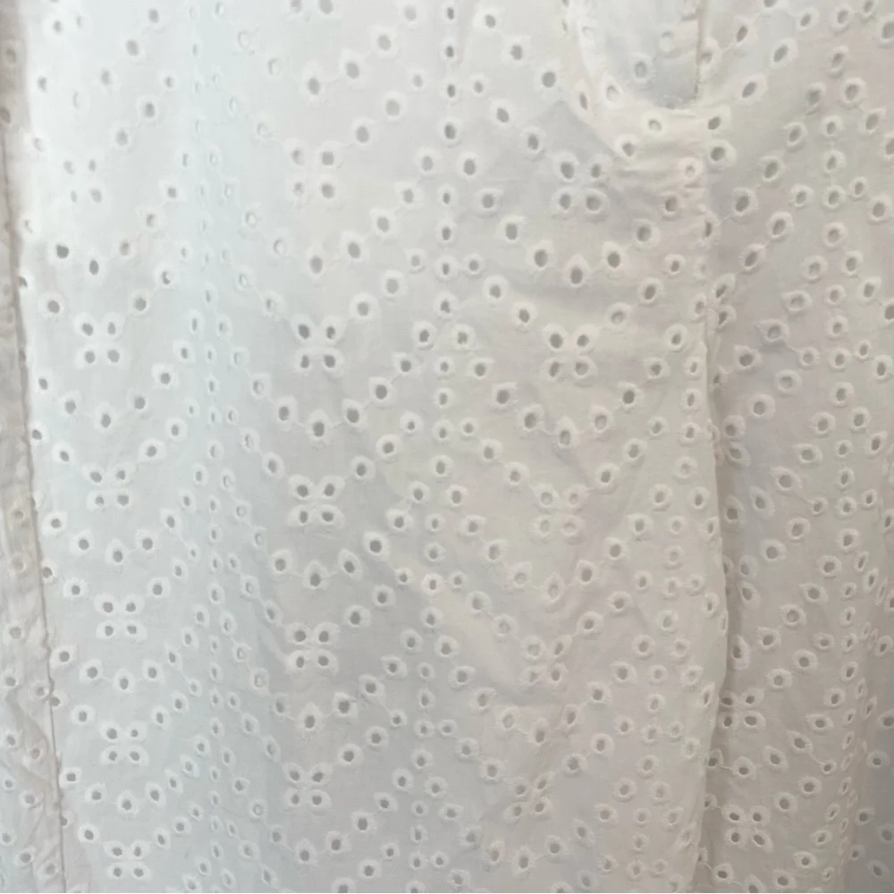 Elegant White Lined Eyelet Women's High Waisted Pants NWOT - Picture 5 of 8